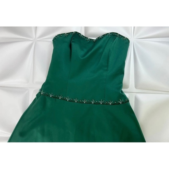 Alfred Angelo Sz 10 Hunter Green Long Formal Gathered Gown Train Dress Petticoat - Picture 6 of 11